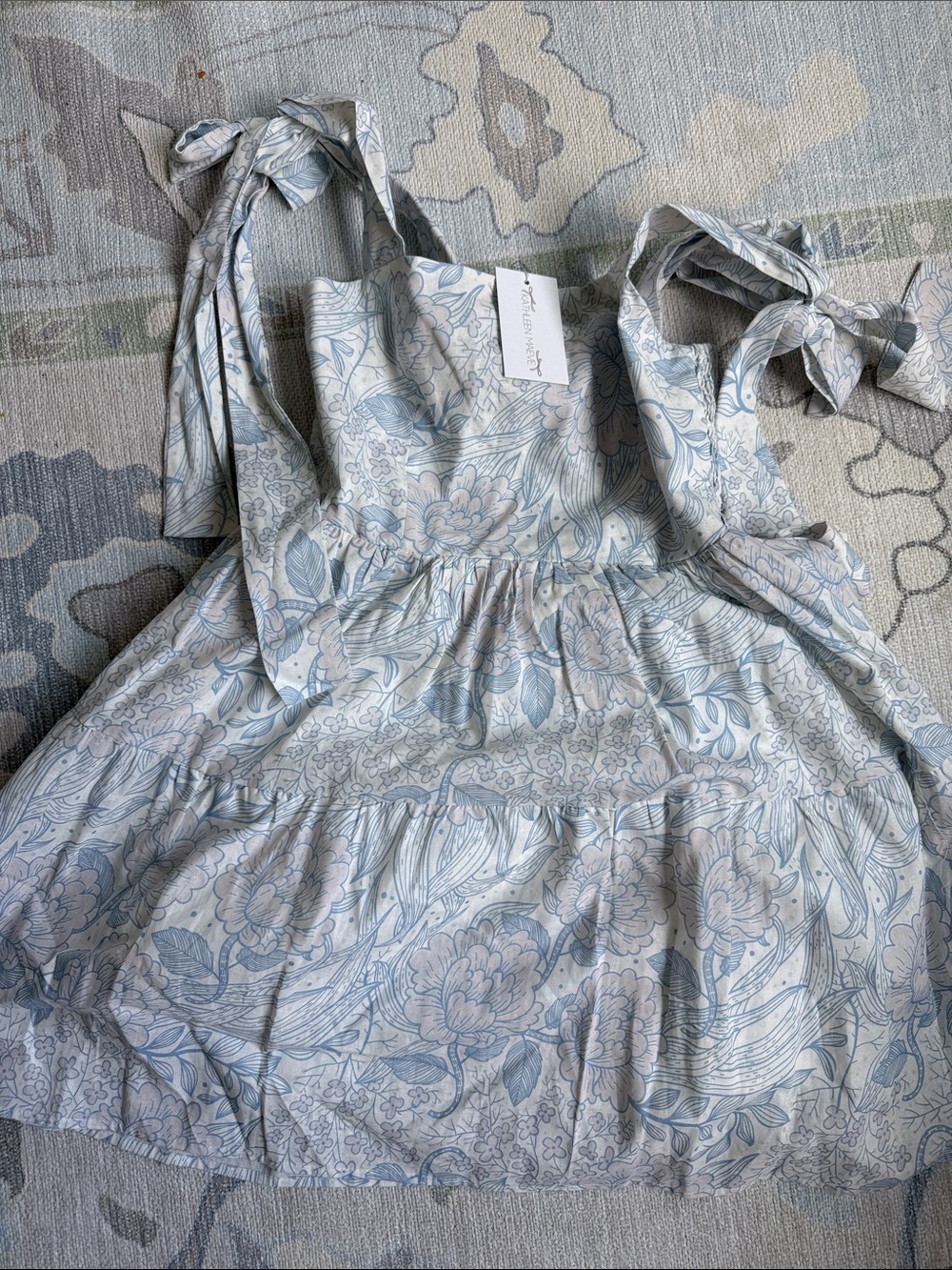Kathleen Maeve Floral Tie-Shoulder Dress - Light Blue